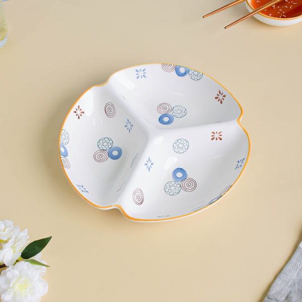 Feliz Sectioned Plate - Serving plate, snack plate, momo plate, plate with compartment | Plates for dining table & home decor