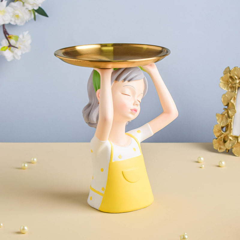 Yellow Girl Platter - Showpiece | Home decor item | Room decoration item