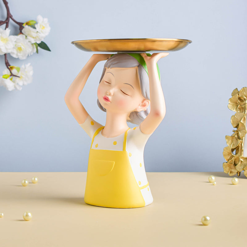 Yellow Girl Platter - Showpiece | Home decor item | Room decoration item