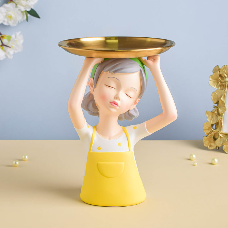 Yellow Girl Platter - Showpiece | Home decor item | Room decoration item