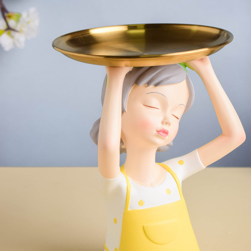 Yellow Girl Platter - Showpiece | Home decor item | Room decoration item