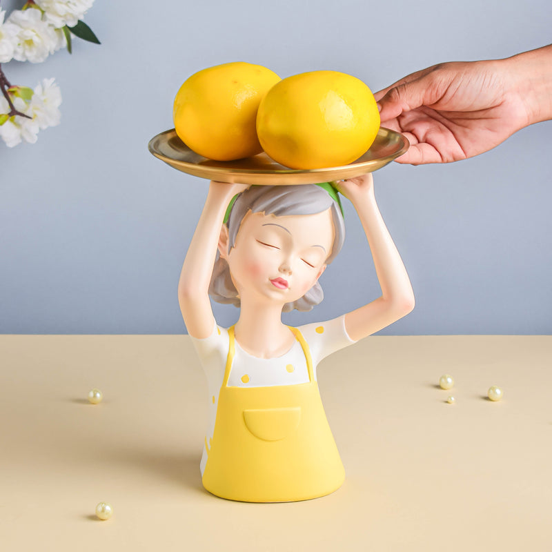 Yellow Girl Platter - Showpiece | Home decor item | Room decoration item
