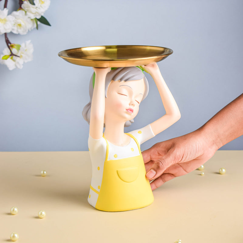 Yellow Girl Platter - Showpiece | Home decor item | Room decoration item