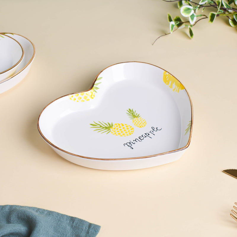 Pineapple Heart Plates Set of 5