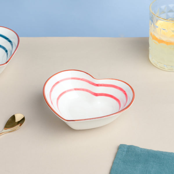 Red Illusion Heart Snack Bowl - Bowl,ceramic bowl, snack bowls, curry bowl, popcorn bowls | Bowls for dining table & home decor