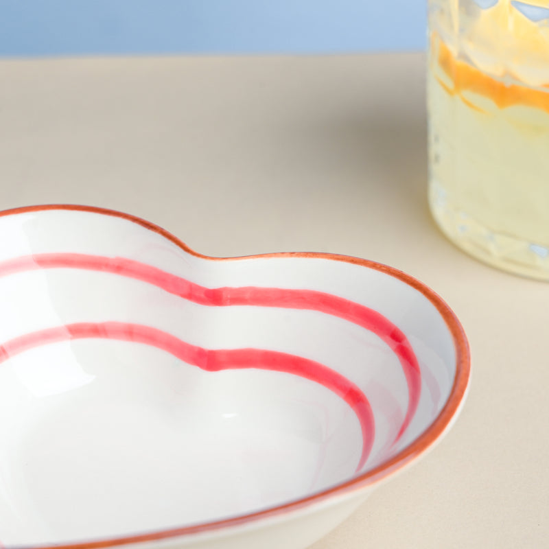 Red Illusion Heart Snack Bowl - Bowl,ceramic bowl, snack bowls, curry bowl, popcorn bowls | Bowls for dining table & home decor