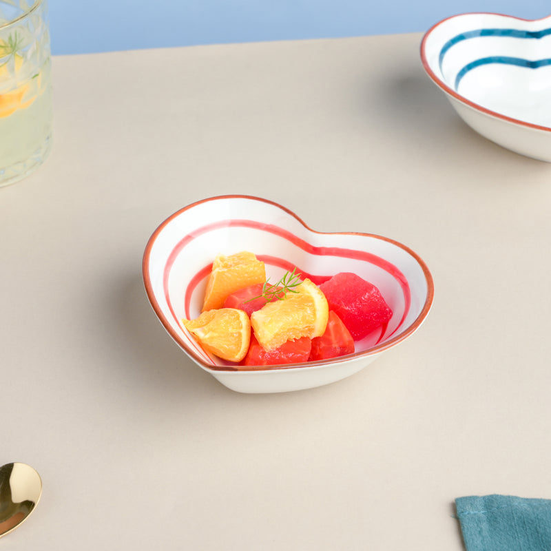 Red Illusion Heart Snack Bowl - Bowl,ceramic bowl, snack bowls, curry bowl, popcorn bowls | Bowls for dining table & home decor