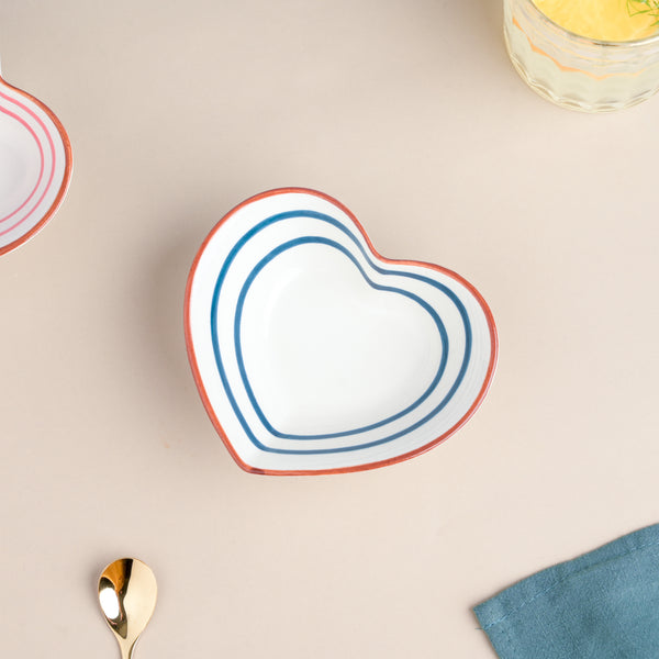 Blue Illusion Heart Snack Bowl - Bowl, soup bowl, ceramic bowl, snack bowls, curry bowl, popcorn bowls | Bowls for dining table & home decor