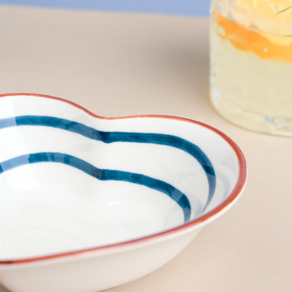 Blue Illusion Heart Snack Bowl - Bowl, soup bowl, ceramic bowl, snack bowls, curry bowl, popcorn bowls | Bowls for dining table & home decor