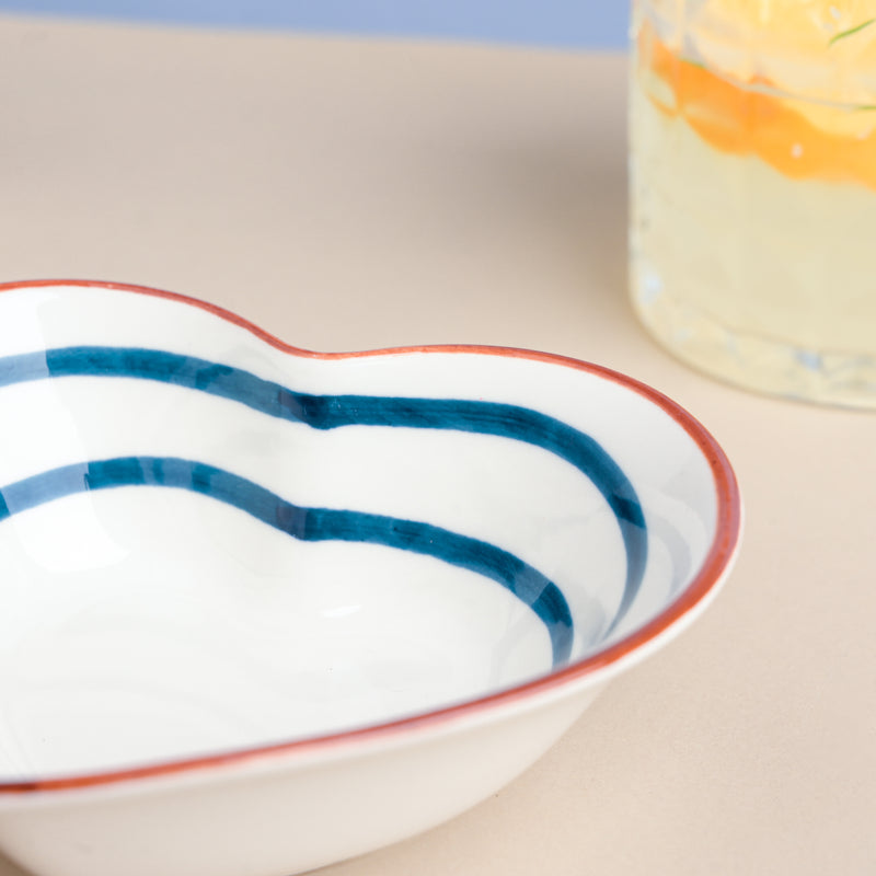 Blue Illusion Heart Snack Bowl - Bowl, soup bowl, ceramic bowl, snack bowls, curry bowl, popcorn bowls | Bowls for dining table & home decor