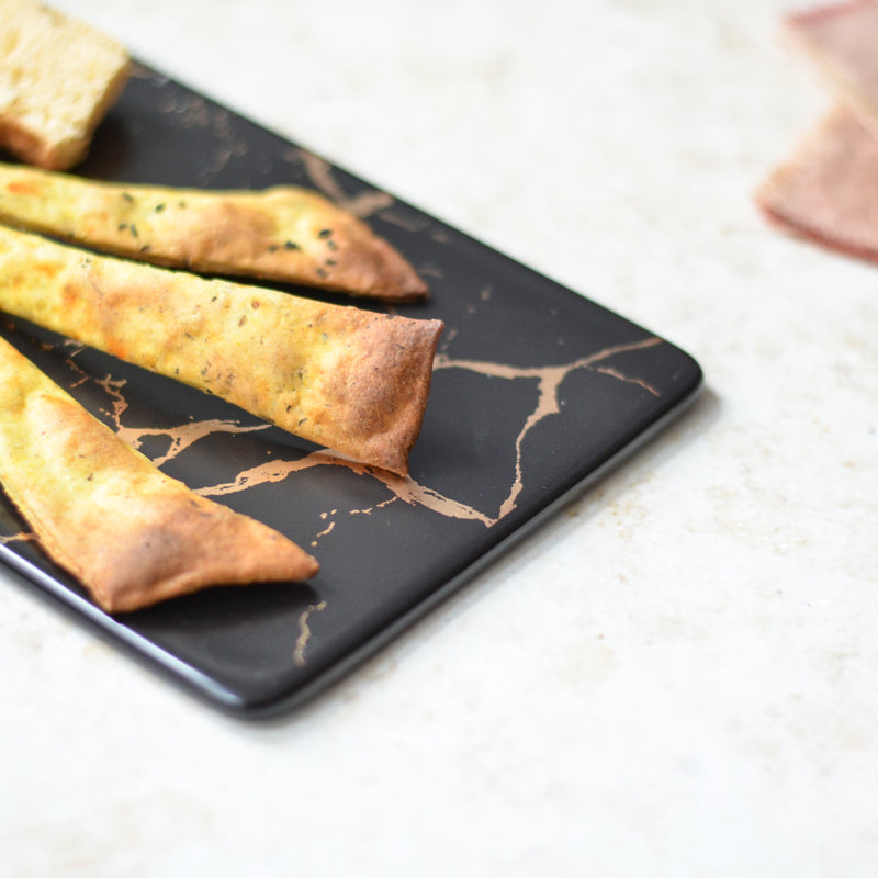 Black Marble Serving Platter - Ceramic platter, serving platter, fruit platter | Plates for dining table & home decor