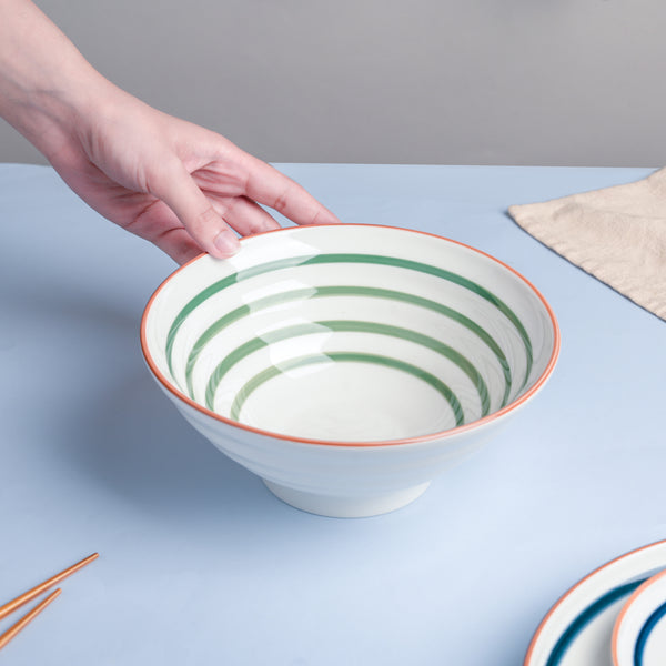 Green Illusion Ceramic Serving Bowl - Bowl, ceramic bowl, serving bowls, noodle bowl, salad bowls, bowl for snacks, large serving bowl | Bowls for dining table & home decor