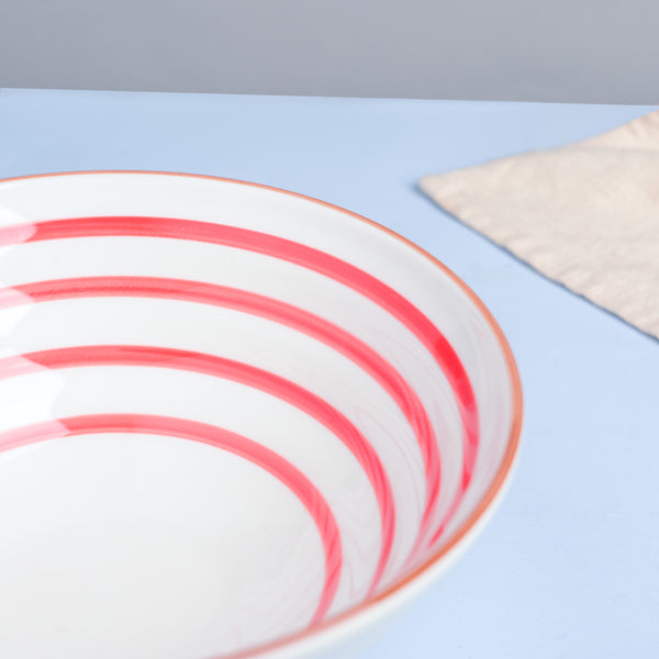 Red Illusion Ceramic Serving Bowl - Bowl, ceramic bowl, serving bowls, noodle bowl, salad bowls, bowl for snacks, large serving bowl | Bowls for dining table & home decor