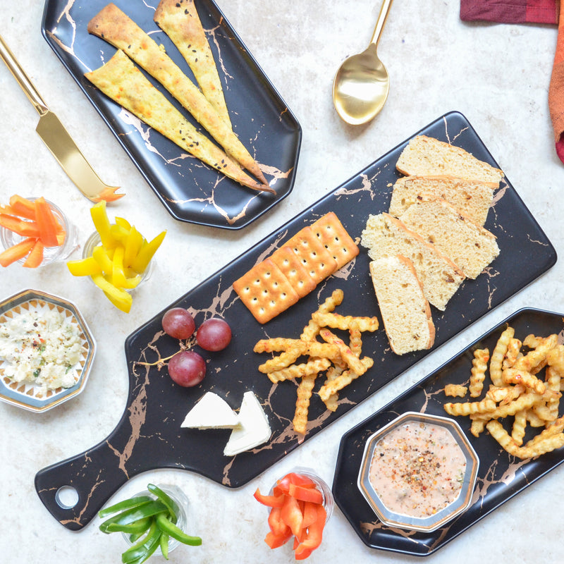 Black Marble Serving Platter - Ceramic platter, serving platter, fruit platter | Plates for dining table & home decor