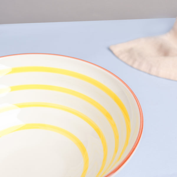 Yellow Illusion Ceramic Serving Bowl - Bowl, ceramic bowl, serving bowls, noodle bowl, salad bowls, bowl for snacks, large serving bowl | Bowls for dining table & home decor