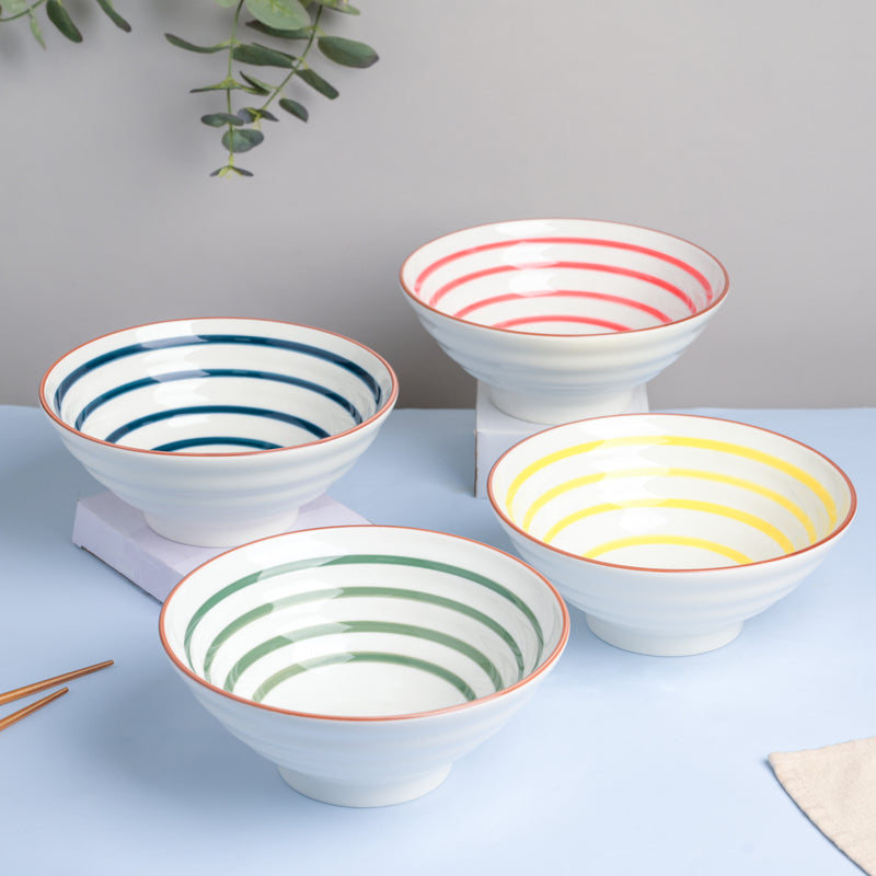 Yellow Illusion Ceramic Serving Bowl - Bowl, ceramic bowl, serving bowls, noodle bowl, salad bowls, bowl for snacks, large serving bowl | Bowls for dining table & home decor