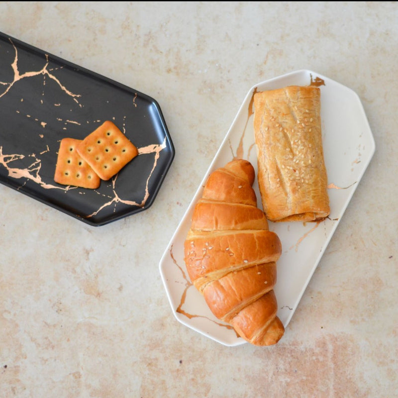 Marble Long Plates - Ceramic platter, serving platter, fruit platter | Plates for dining table & home decor