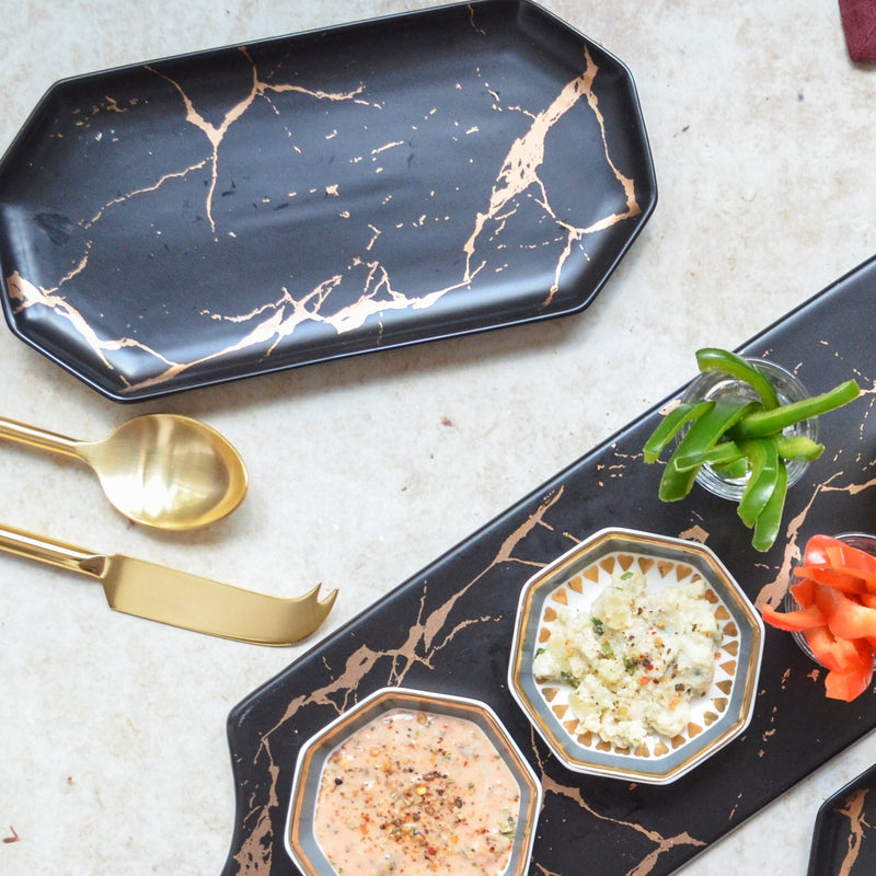 Marble Long Plates - Ceramic platter, serving platter, fruit platter | Plates for dining table & home decor