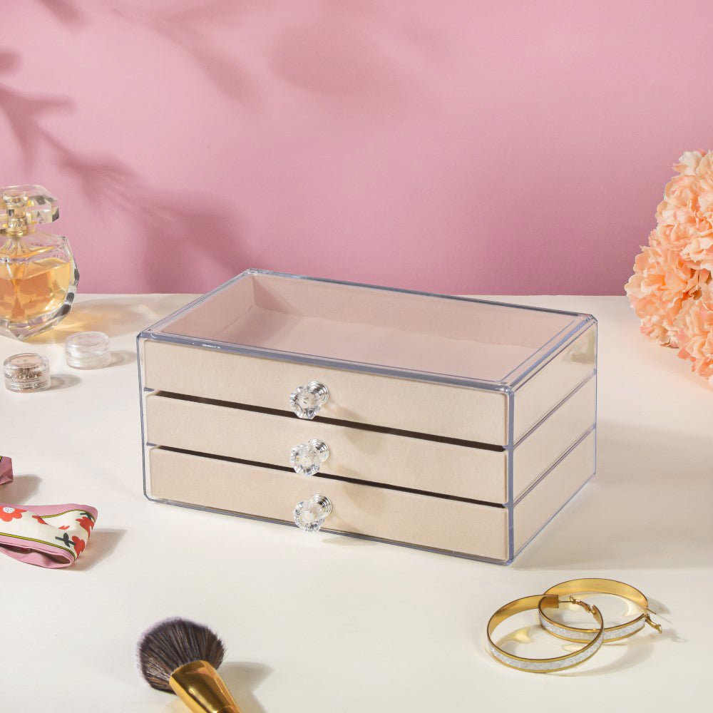 Triple Drawer Jewellery Organiser Cream Online Premium Jewellery