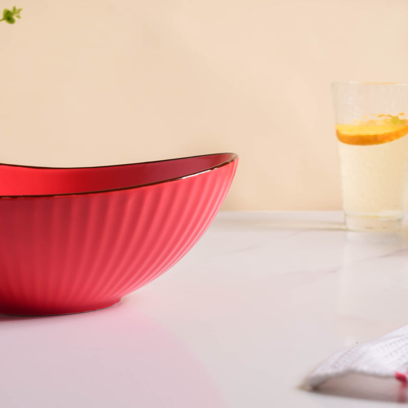 Ribbed Boat Serving Bowl - Bowl, ceramic bowl, serving bowls, noodle bowl, salad bowls, bowl for snacks, large serving bowl | Bowls for dining table & home decor