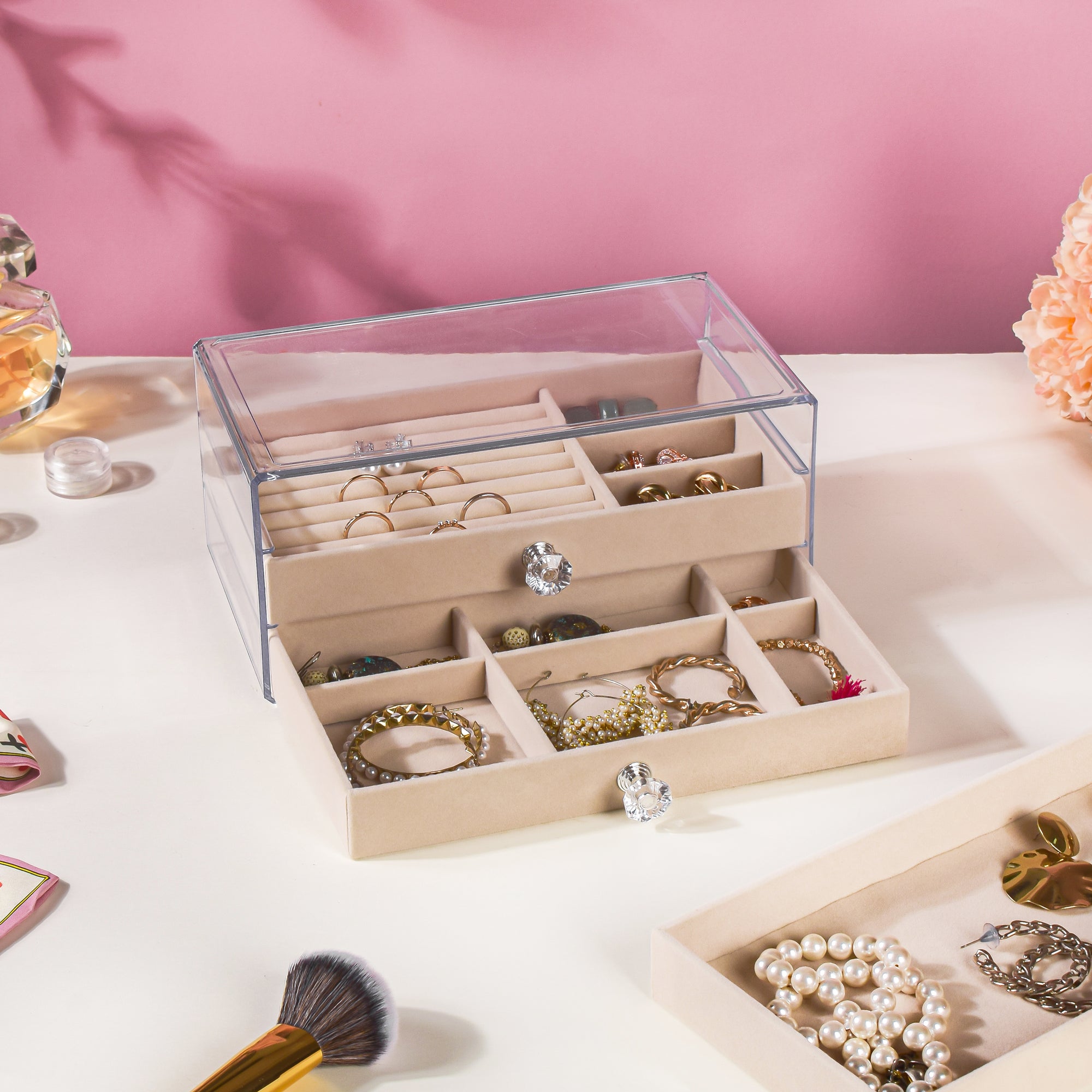 Triple Drawer Jewellery Organiser Cream Online Premium Jewellery