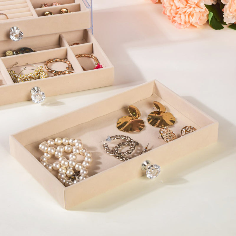 Triple Drawer Jewellery Organiser Cream
