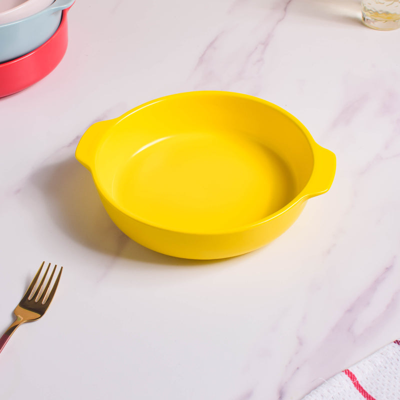 Solid Colored Baking Pot with Handle - Bowl, ceramic bowl, serving bowls, noodle bowl, salad bowls, bowl for snacks, baking bowls, large serving bowl, bowl with handle | Bowls for dining table & home decor