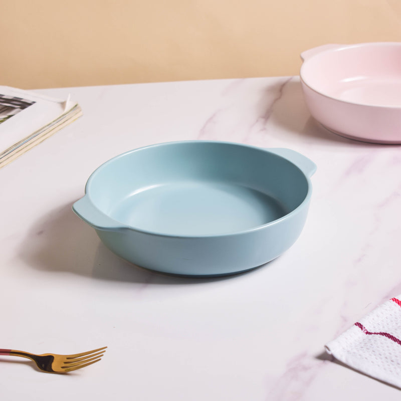 Solid Colored Baking Pot with Handle - Bowl, ceramic bowl, serving bowls, noodle bowl, salad bowls, bowl for snacks, baking bowls, large serving bowl, bowl with handle | Bowls for dining table & home decor
