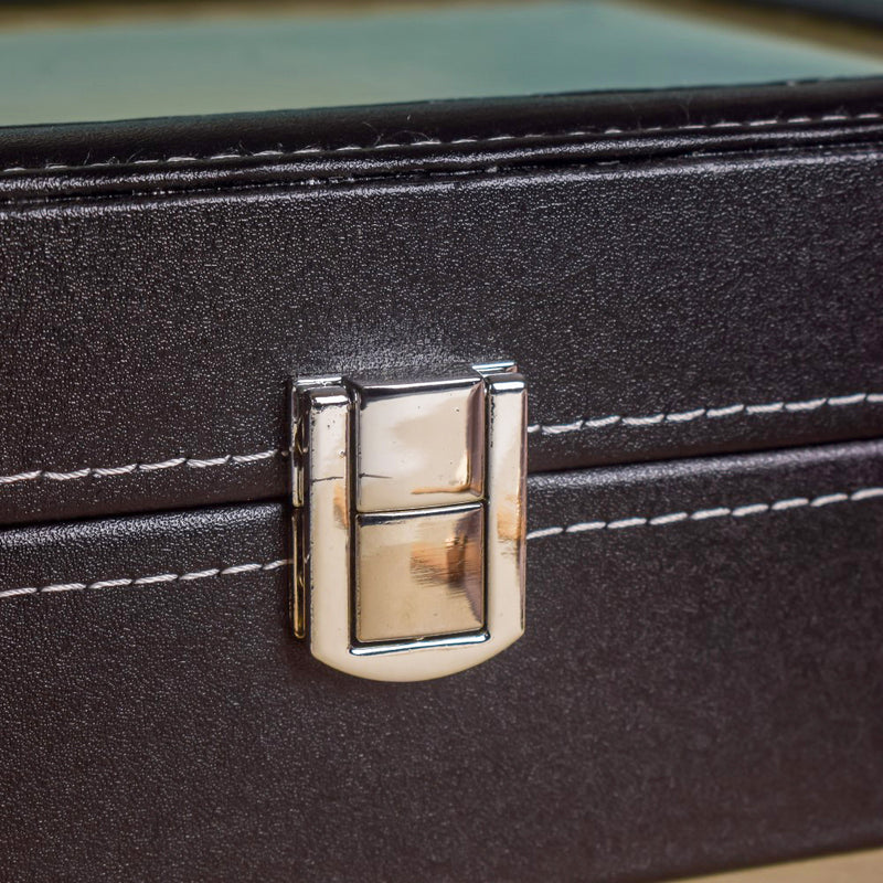 Watch Box Holder With 10 Cushioned Slots Black