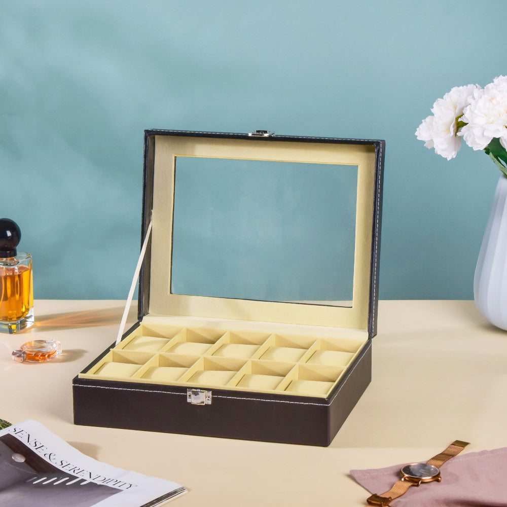 Buy Luxury Watch Box 6 Slot Leather Zipper Organizer Box Case 1pc Online