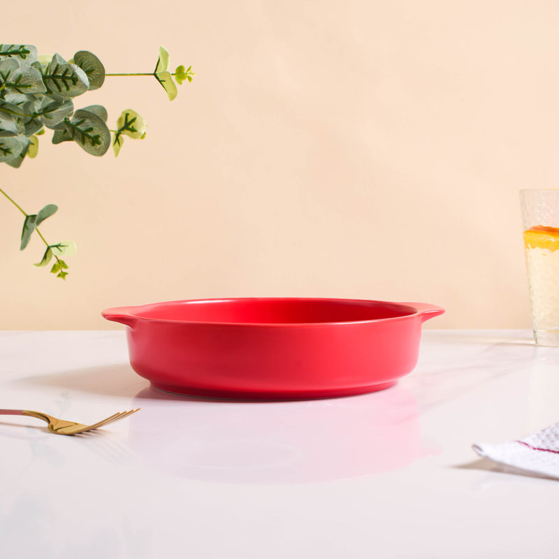 Solid Colored Baking Pot with Handle - Bowl, ceramic bowl, serving bowls, noodle bowl, salad bowls, bowl for snacks, baking bowls, large serving bowl, bowl with handle | Bowls for dining table & home decor