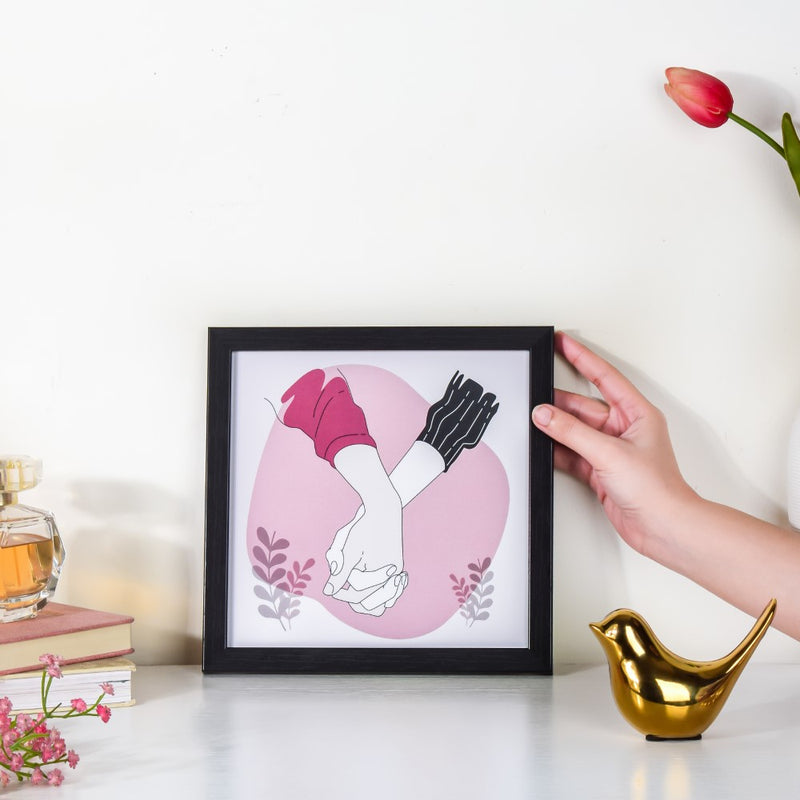 Holding Hands Framed Poster 9x9 Inch - Picture frames wall art for wall decoration, wall design | Room decoration items