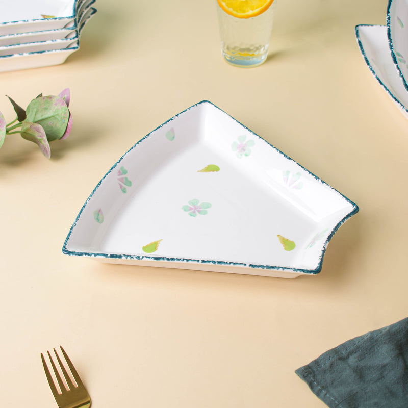 Green Floral Snack Plates Set Of 8 - Serving plate, snack plate, dessert plate | Plates for dining & home decor