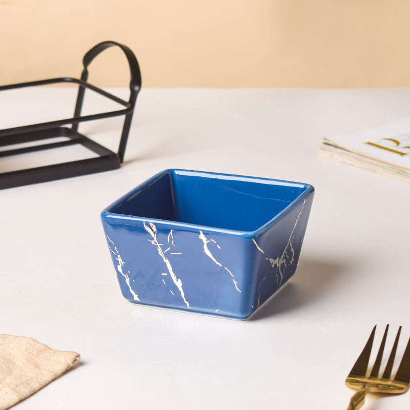 Cerulean Silver Ceramic Bowls Tray Set Of 4 200ml - Bowls, serving bowls, snack serving bowls, section bowls, fancy serving bowls, small serving bowls | Bowls for dining table & home decor