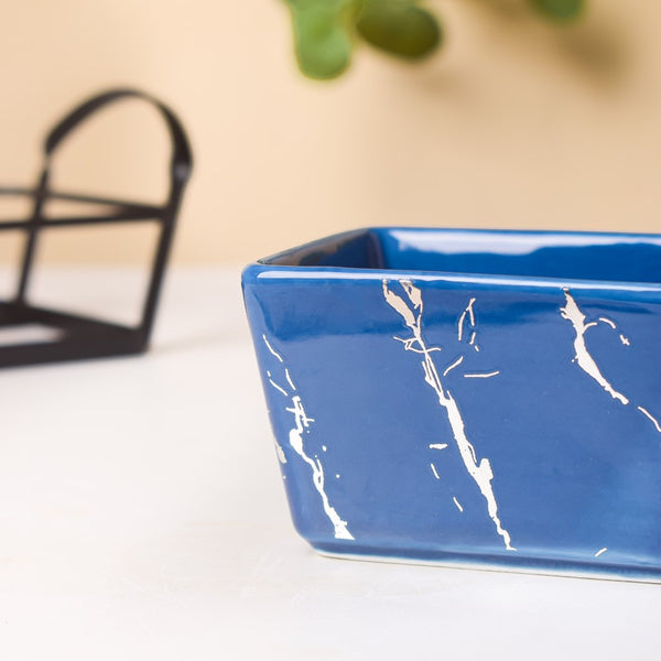 Cerulean Silver Marble Ceramic Bowls Tray Set Of 3 200ml - Bowls, serving bowls, snack serving bowls, section bowls, fancy serving bowls, small serving bowls | Bowls for dining table & home decor