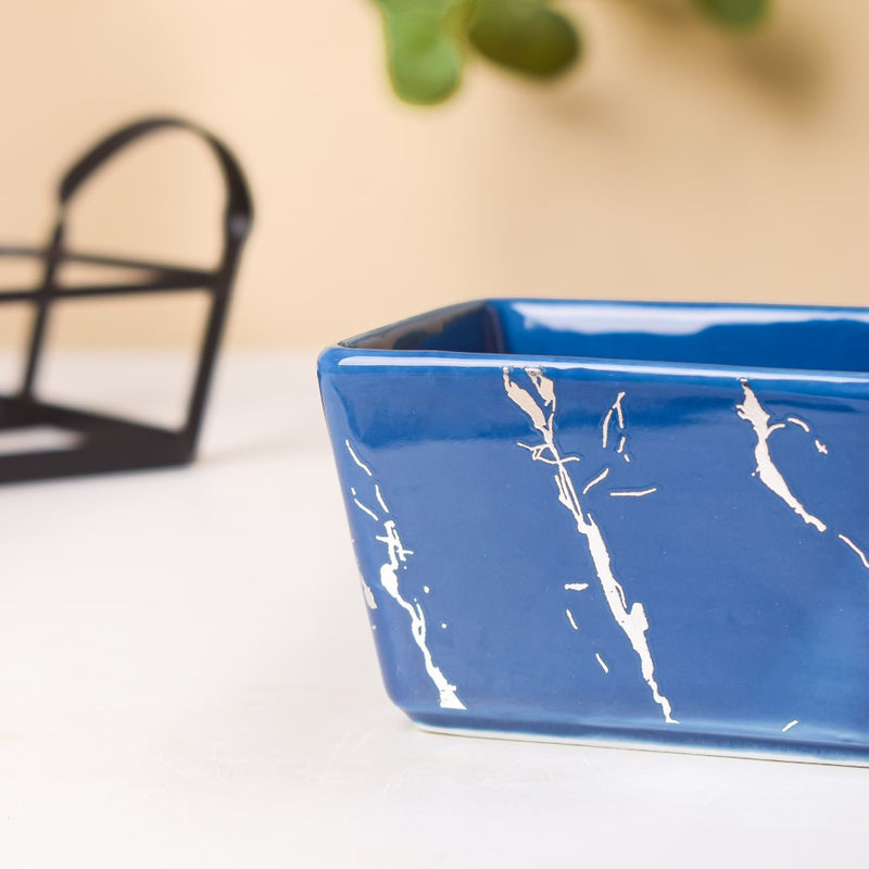 Cerulean Silver Ceramic Bowls Tray Set Of 4 200ml - Bowls, serving bowls, snack serving bowls, section bowls, fancy serving bowls, small serving bowls | Bowls for dining table & home decor