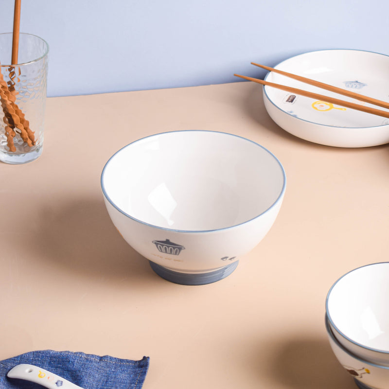 Patterned Soup Bowl Set For 4