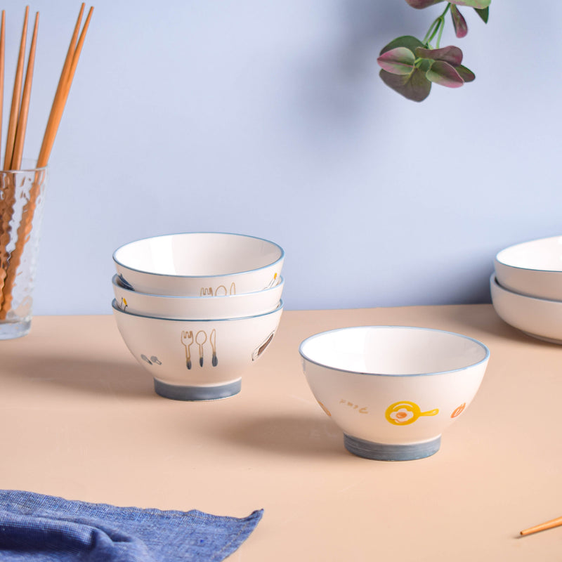 Patterned Soup Bowl Set For 4