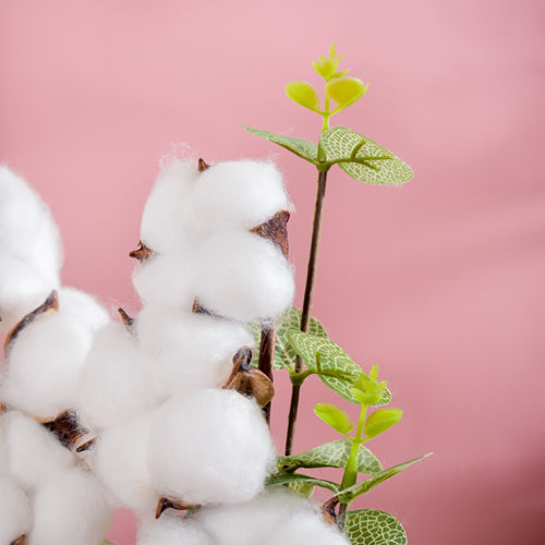 Cotton Bud Stem Set Of 2 - Artificial Plant | Flower for vase | Home decor item | Room decoration item