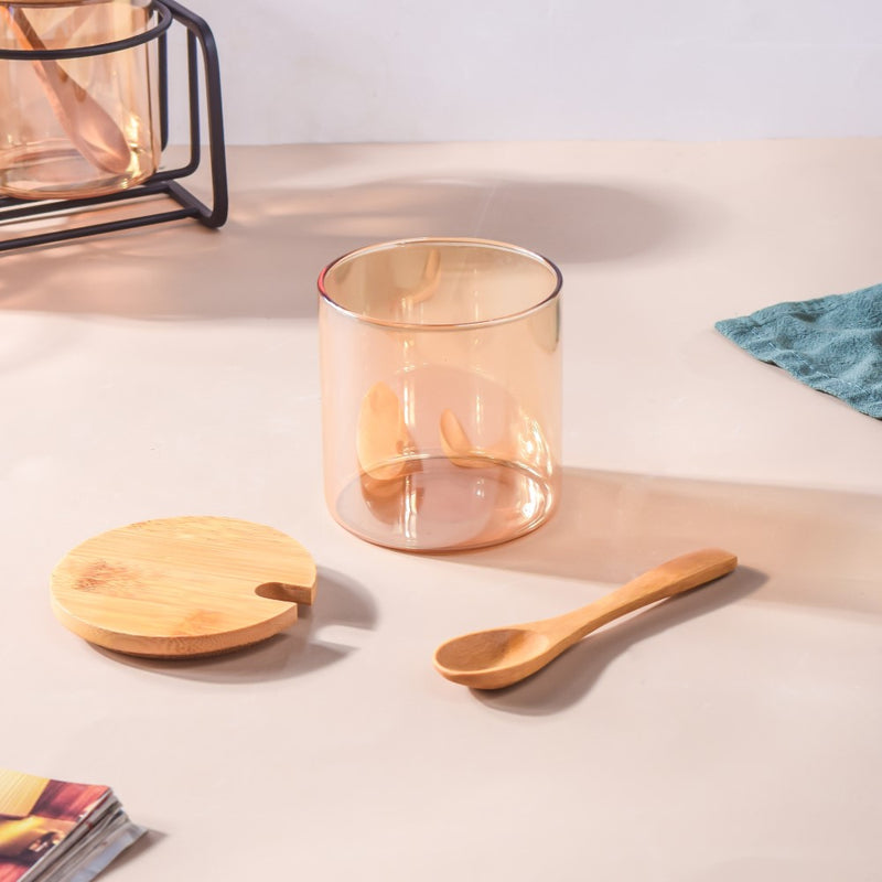 Amber Jars With Lid And Spoon Set Of 9 300ml - Jar