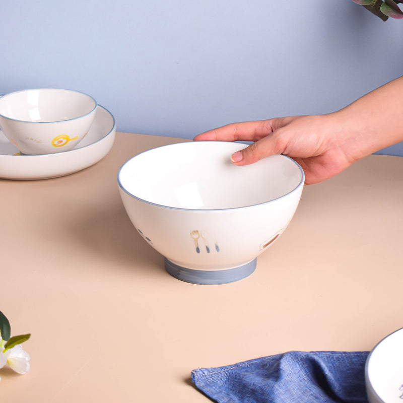 Patterned Soup Bowl Set For 4