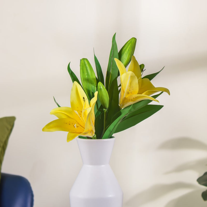 Artificial Lily Stem Yellow Set Of 2 - Artificial flower | Home decor item | Room decoration item