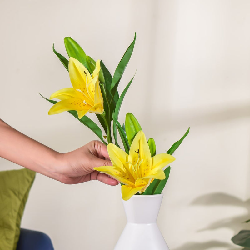 Artificial Lily Stem Yellow Set Of 2 - Artificial flower | Home decor item | Room decoration item