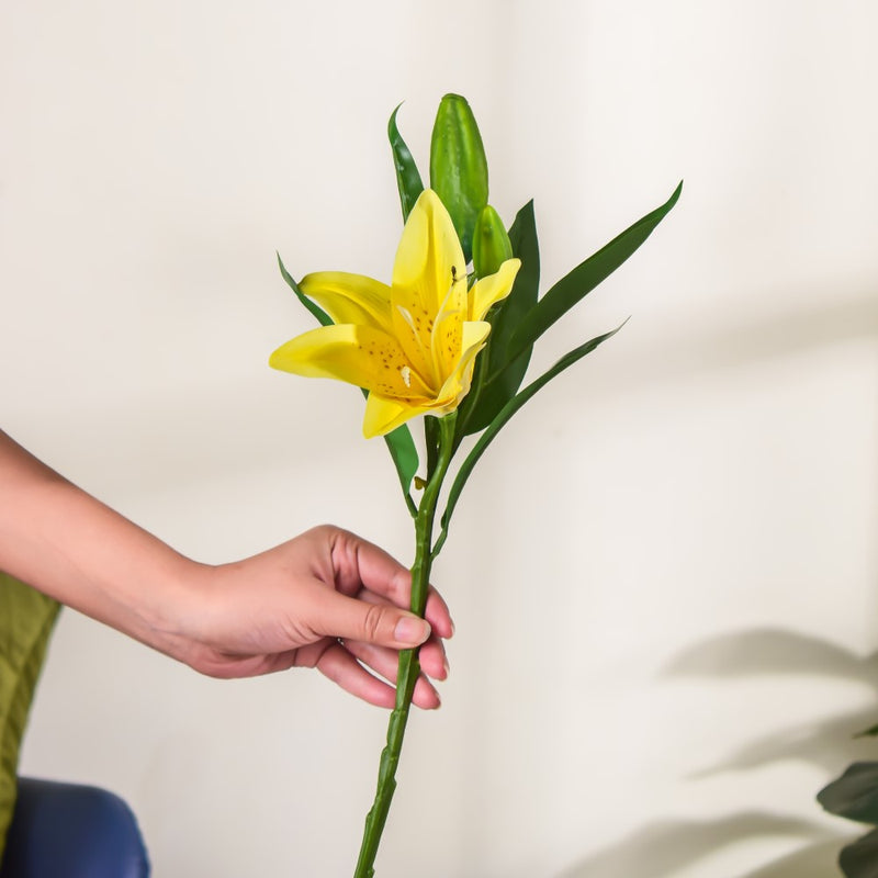 Artificial Lily Stem Yellow Set Of 2 - Artificial flower | Home decor item | Room decoration item