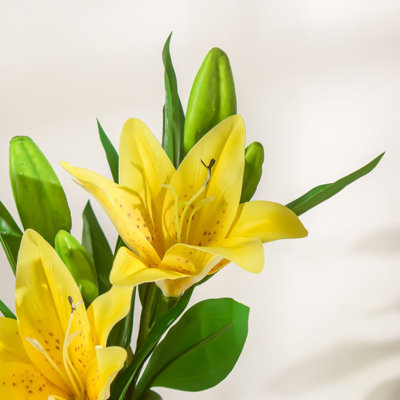 Artificial Lily Stem Yellow Set Of 2 - Artificial flower | Home decor item | Room decoration item