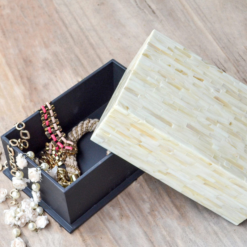 Mother Of Pearl Rectangle Box- Pearl White