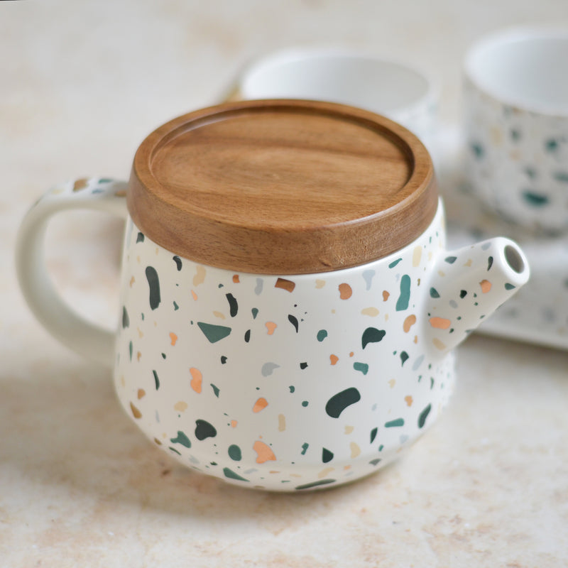 Terrazzo Tea Set With Tray - Tea cup set, tea set, teapot set | Tea set for Dining Table & Home Decor
