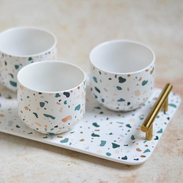 Terrazzo Tea Set With Tray - Tea cup set, tea set, teapot set | Tea set for Dining Table & Home Decor