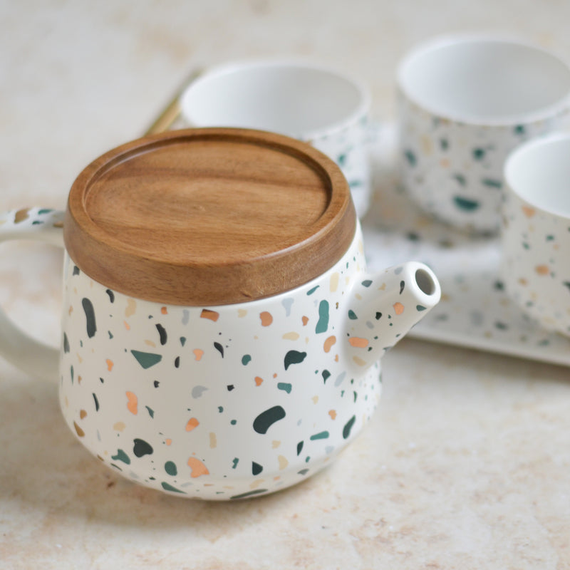 Terrazzo Tea Set With Tray - Tea cup set, tea set, teapot set | Tea set for Dining Table & Home Decor