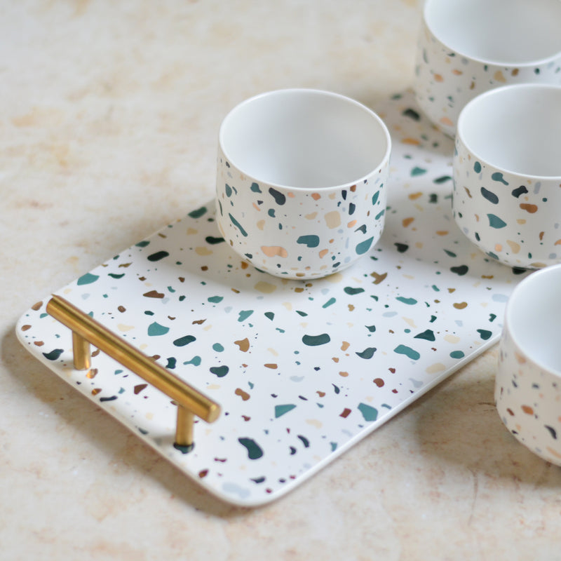 Terrazzo Tea Set With Tray - Tea cup set, tea set, teapot set | Tea set for Dining Table & Home Decor